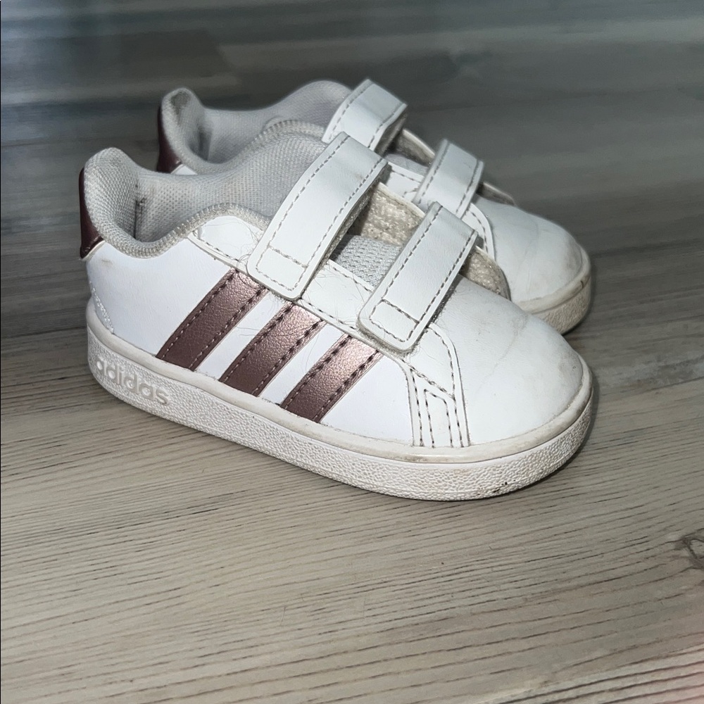 Adidas Kids White and Brown Sneakers